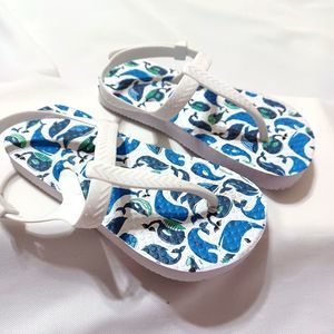 Toddler Multicolor Whale Design Snap Flip Flop Sandals Size L 9/10 Juncture